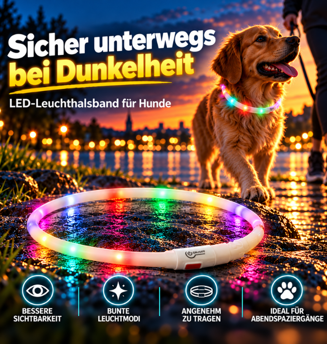 Leuchthalsband Leuchtring USB multicolor