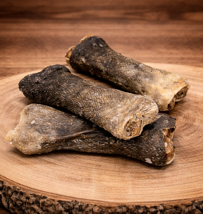 Kauknochen mit Dorsch